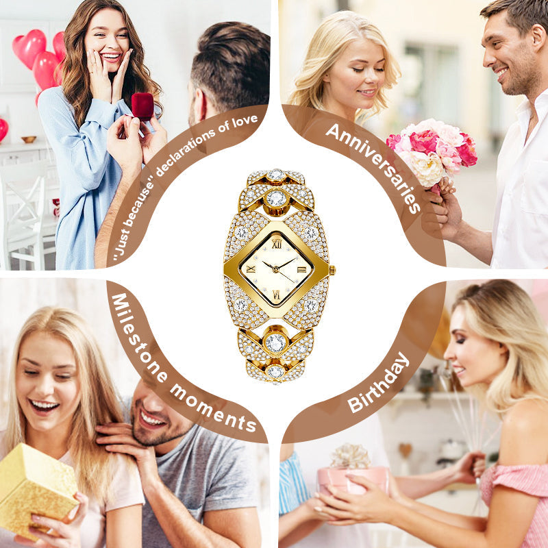 💜Ретро кварцов часовник с блестящи кристали⌚