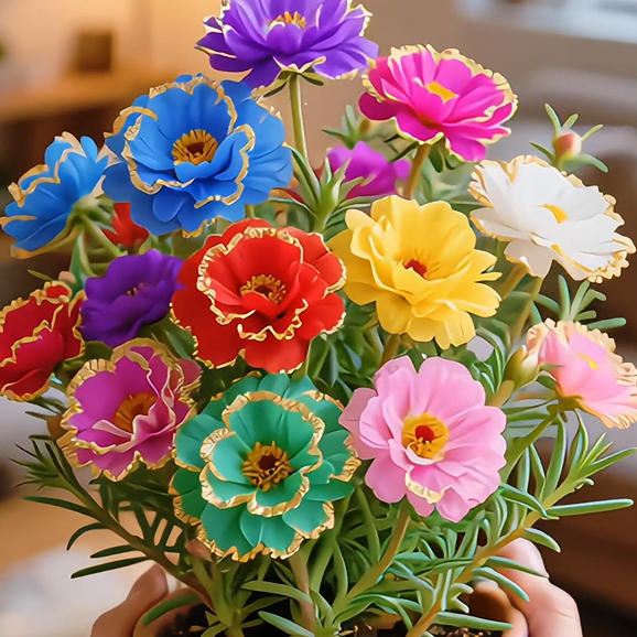 Златна дантелена портулака🌸✨ Разкошни двойни цветове за безпроблемно лято