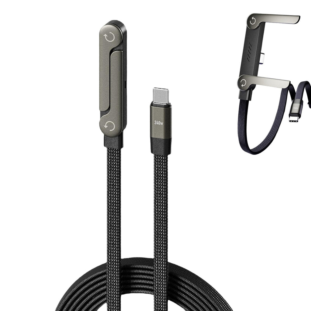 📱 240W плетен кабел за бързо зареждане с вградена стойка за телефон - Нов сгъваем издръжлив USB-C Type-C кабел 2026 (2 броя)