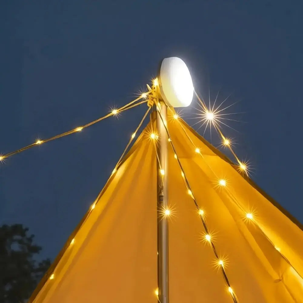 Camp Lamp™💡 10 méteres, kihúzható fényfüzér 🔋 8 órás akkumulátor-üzemidő 🌈 Több színbeállítás ⚙️ Másodpercek alatt beállítható