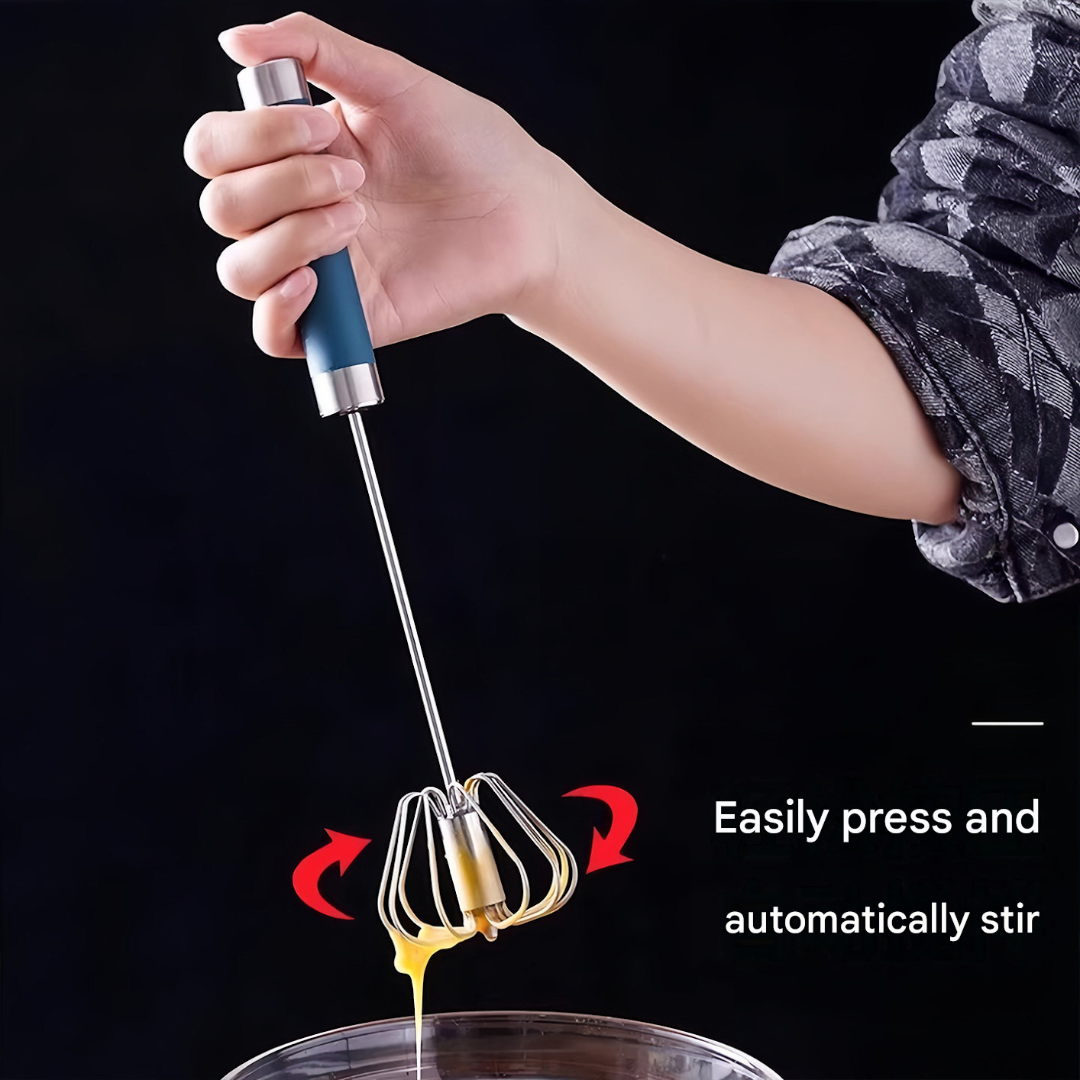 💞🥚 Félautomata kézi mixer: Nyomd meg és forgasd el, nincs szükség áramra! Verd fel a tojásokat és a tejszínt másodpercek alatt. Kíméld a csuklóidat! ✨🧁