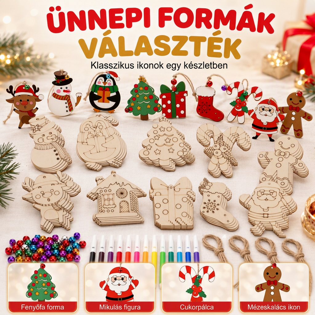 🎄 DIY karácsonyi fadíszítő készlet – Tollakkal és csengőkkel, kreatív ünnepi dekoráció ✨