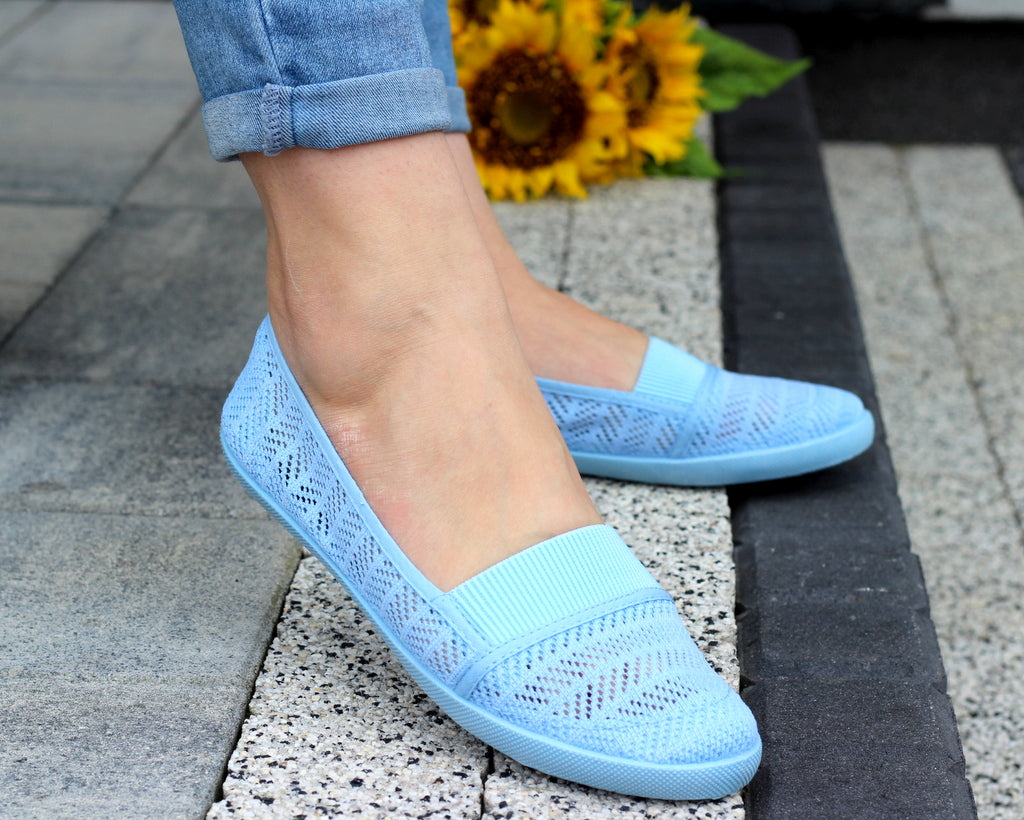 BLUE KORONKOWE TENISÓWKI BALERINKI Z GUMKAMI