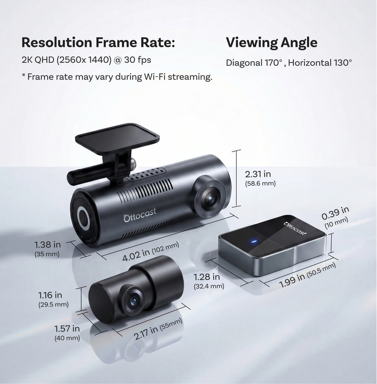 OttoSafe Cam 3 az 1-ben dupla autós kamera és vezeték nélküli CarPlay adapter