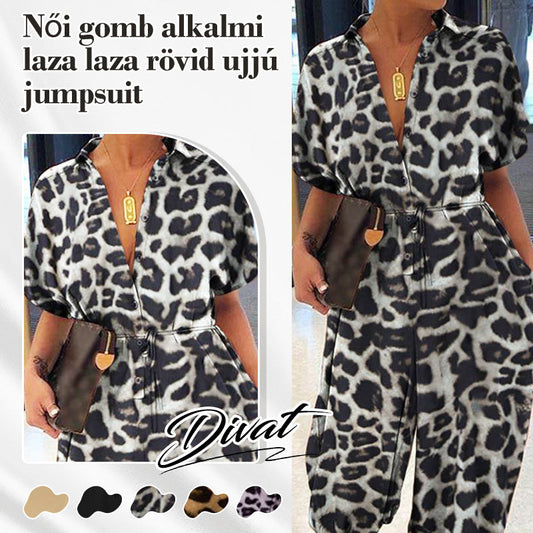 💜✨Női gomb alkalmi laza laza rövid ujjú jumpsuit
