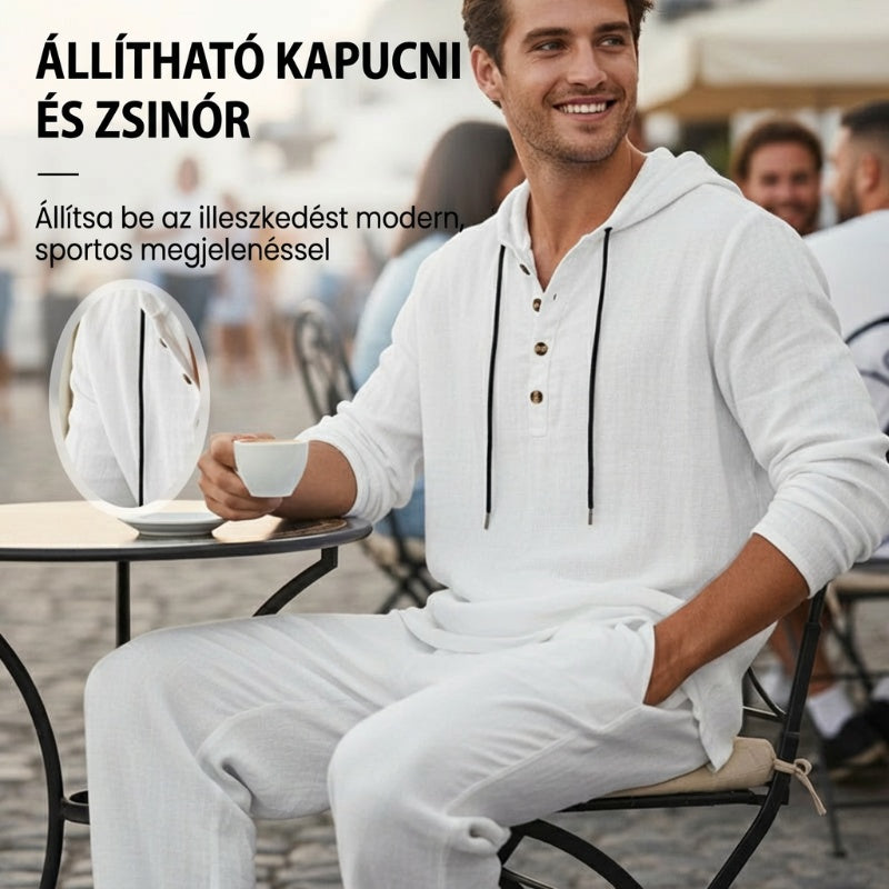 👕Férfi kapucnis pulóver + nadrág szett – kényelem, stílus és sokoldalúság