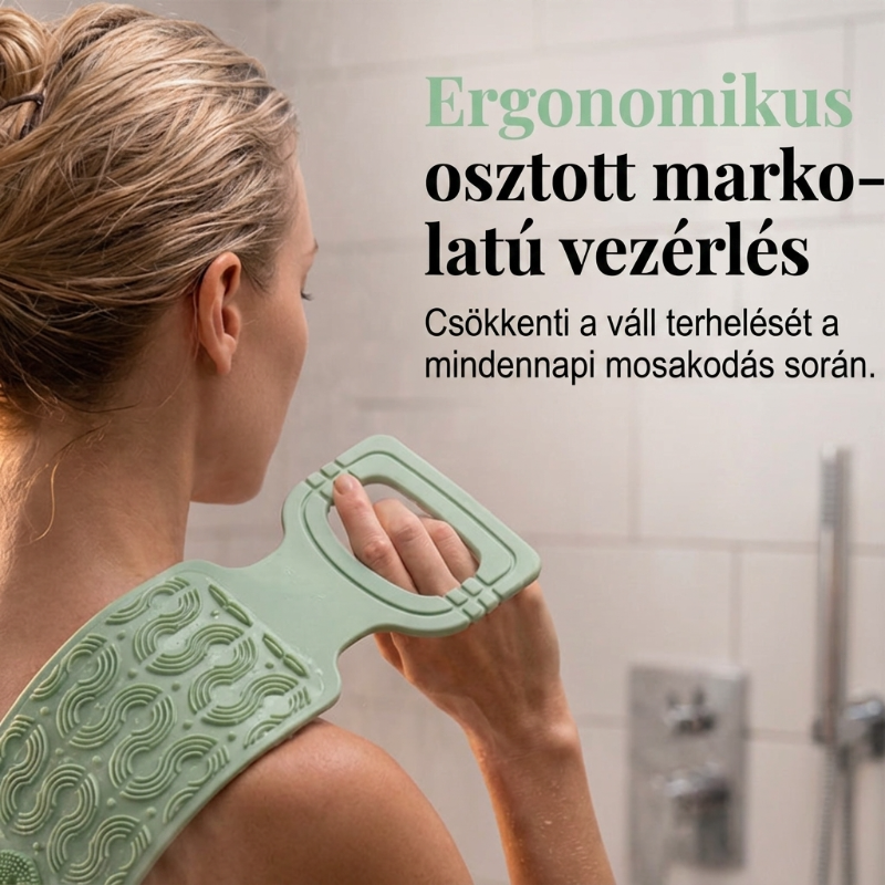 🛁 Kényelmes szilikon hátmosó kefe – Könnyebb tisztálkodás hajolgatás nélkül