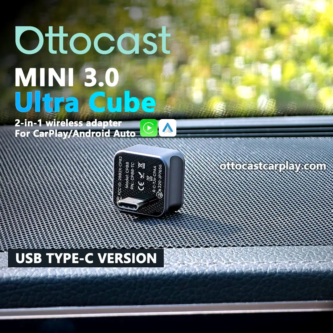 Безжичен CarPlay Android Auto адаптер Ottocast Mini 3.0 Ultra Cube
