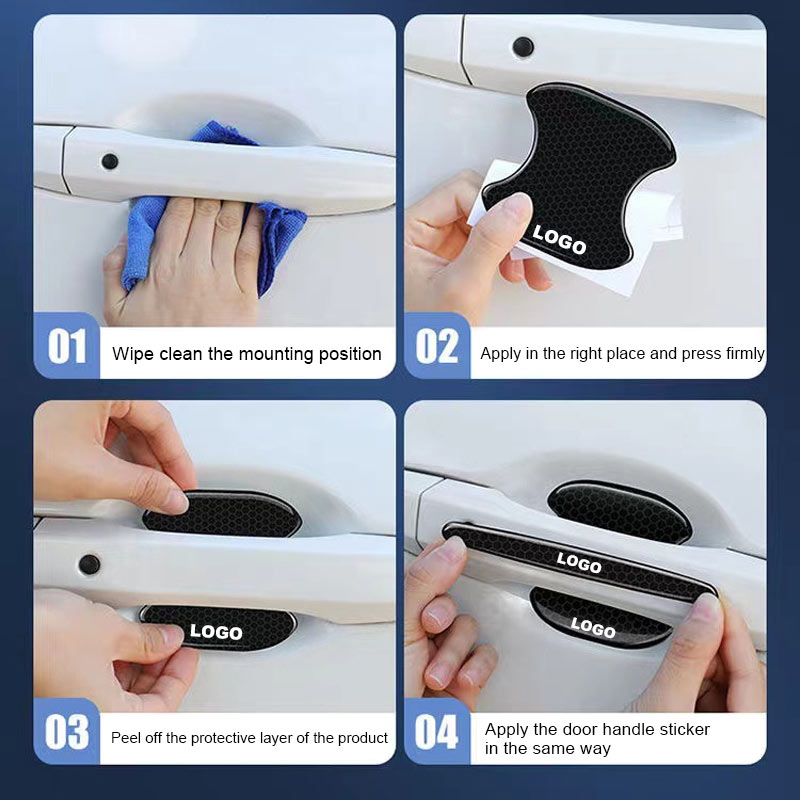 Стикер за дръжка на вратата на автомобил (панел на вратата + лента против сблъсък / комплект от 8 броя)