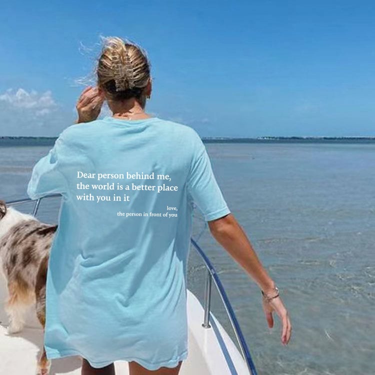 💥Нова унисекс тениска с щампа "Dear Person Behind Me" в голям размер от 2025 г.