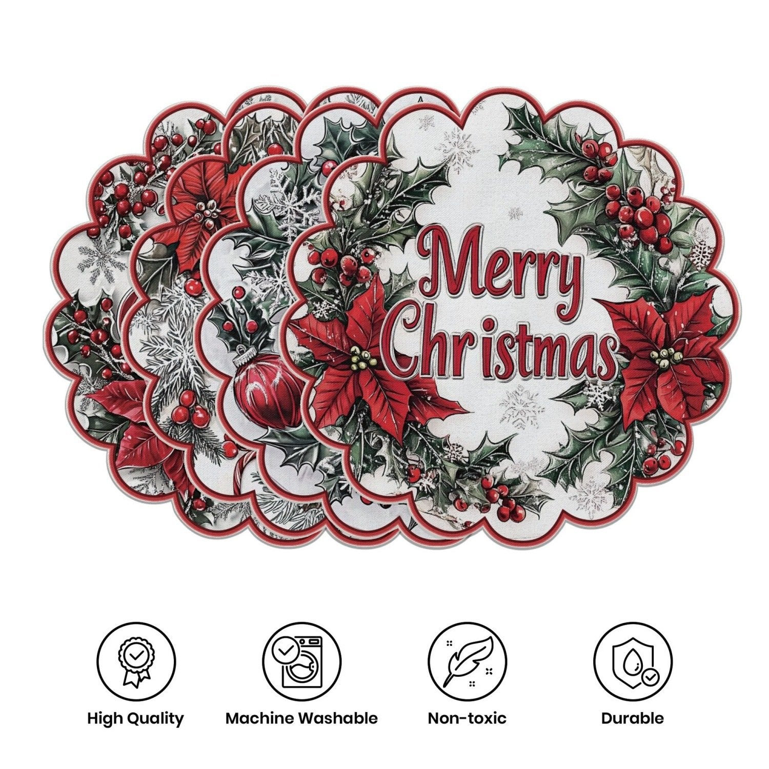 10 бр. Зимни подложки за хранене във формата на коледни звезди и шишарки, подложки за маса, изработени от неплъзгаща се материя