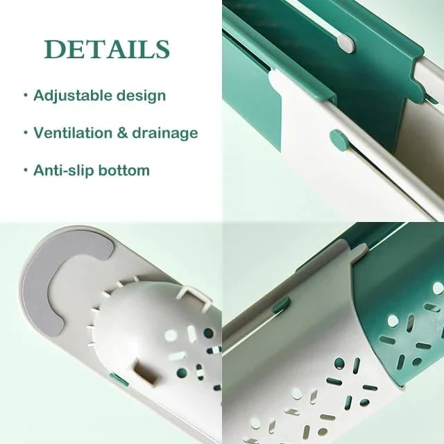 【💦Поддържа кухнята ви чиста】✨Обновена телескопична поставка за съхранение на мивка