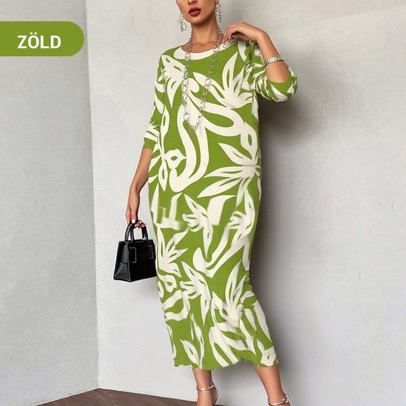 🌼Елегантна, свободна дамска рокля с обло деколте и шарки