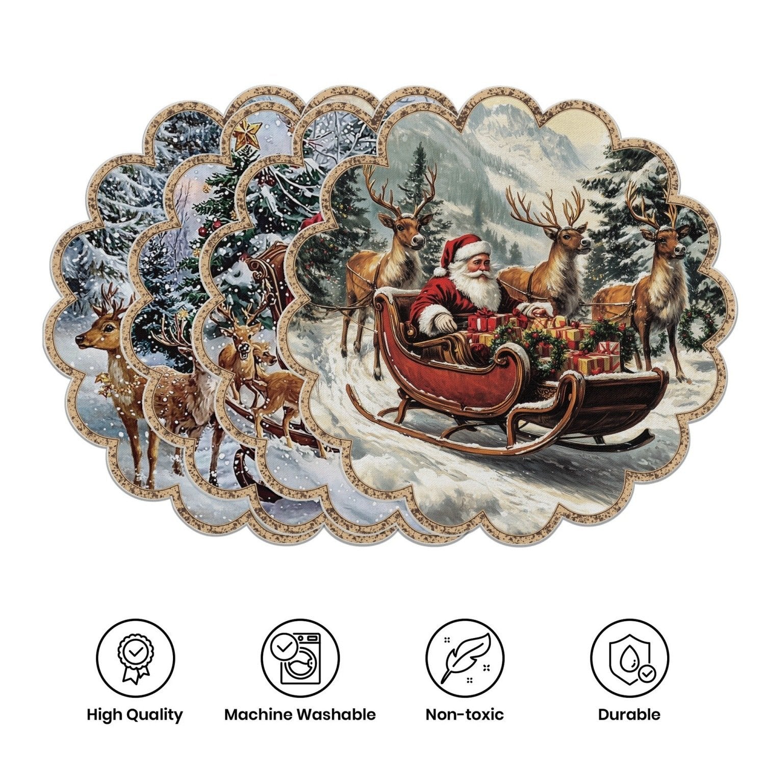 10 бр. Зимни подложки за хранене във формата на коледни звезди и шишарки, подложки за маса, изработени от неплъзгаща се материя