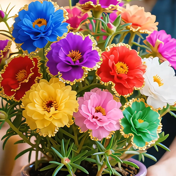 Златна дантелена портулака🌸✨ Разкошни двойни цветове за безпроблемно лято