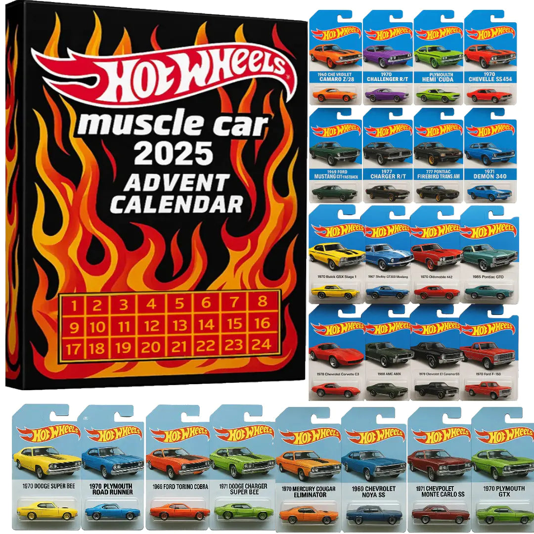 🔥Гореща разпродажба - 50% ОТСТЪПКА🔥 - 🚗Адвент календар с играчки колички Hot Wheels Muscle - 24 ДНИ 2025🎄
