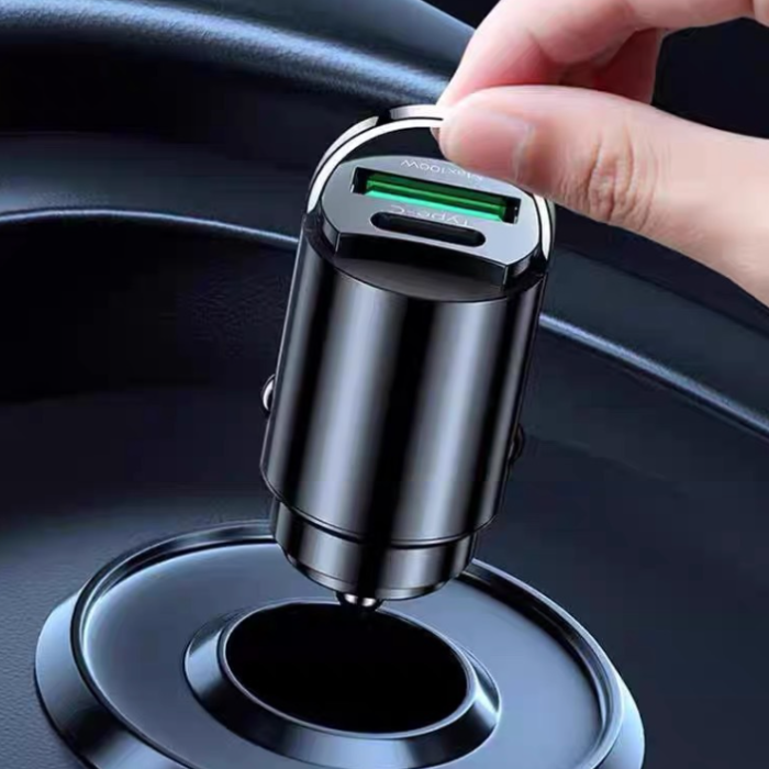 Скрито USB зарядно за кола с два порта