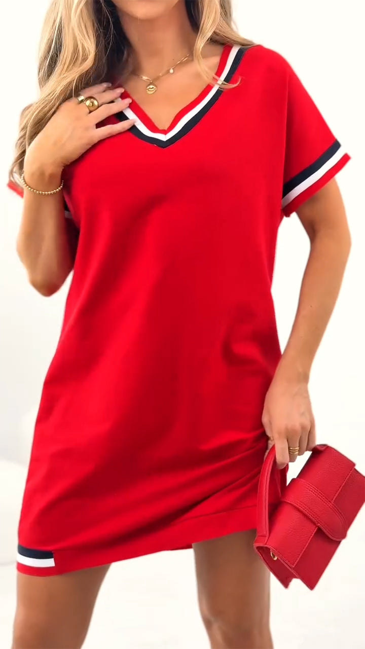 Дамска ежедневна рокля с контрастен подгъв