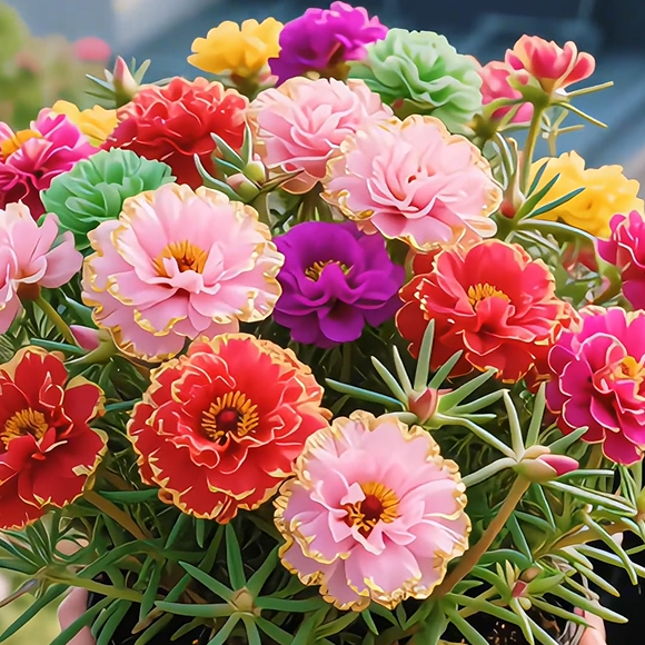 Златна дантелена портулака🌸✨ Разкошни двойни цветове за безпроблемно лято