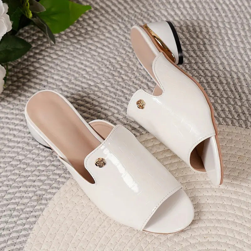 😍Последен ден с 50% отстъпка😍 - Модерни дамски ортопедични кожени сандали с отворени пръсти и дебели токчета