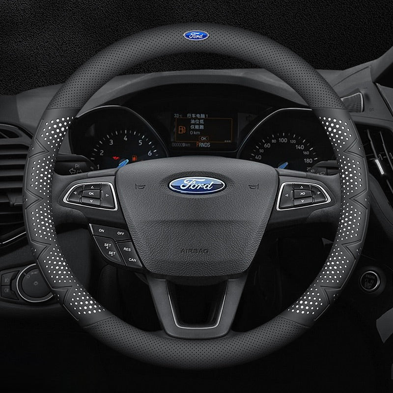 Ултратънък, дишащ калъф за волан от естествена кожа с неплъзгащ се захват