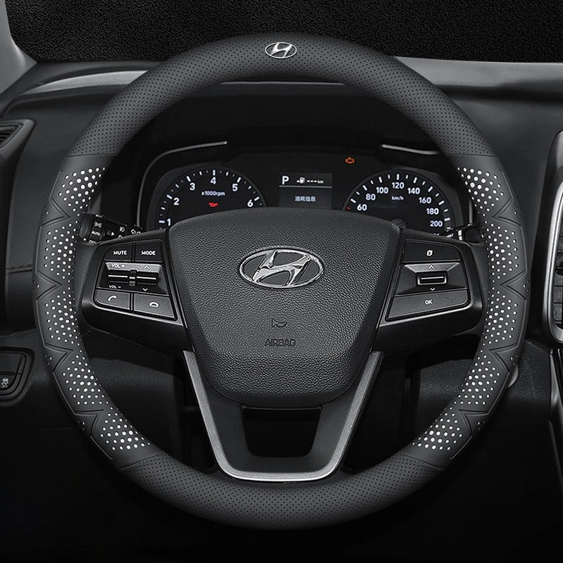 Ултратънък, дишащ калъф за волан от естествена кожа с неплъзгащ се захват