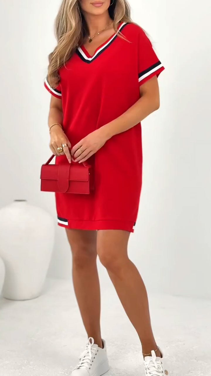 Дамска ежедневна рокля с контрастен подгъв