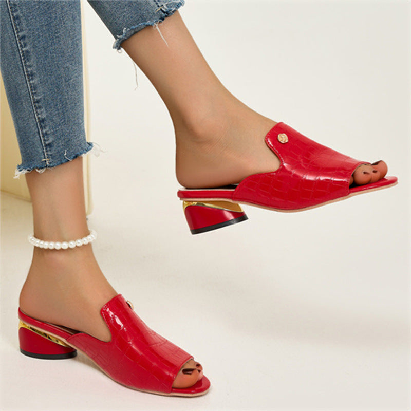 😍Последен ден с 50% отстъпка😍 - Модерни дамски ортопедични кожени сандали с отворени пръсти и дебели токчета