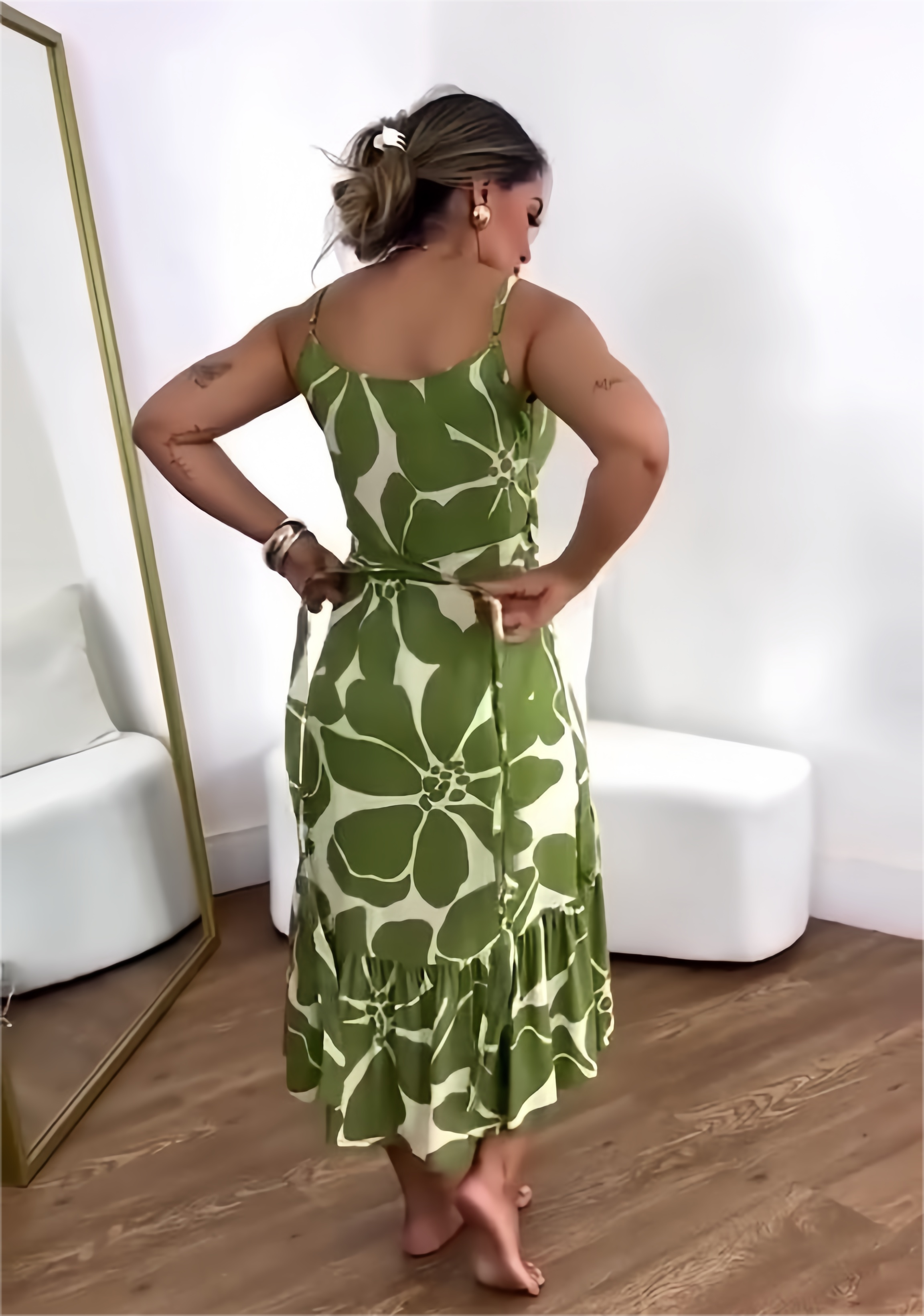 🌼 V-nyakú mintás alkalmi ruhák nőknek