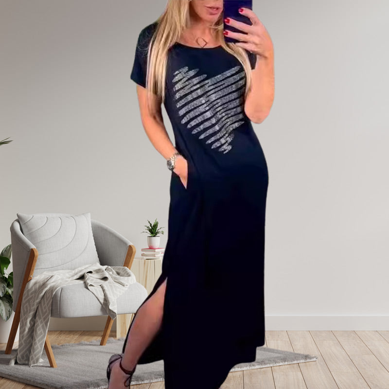 Дълга рокля с цепки отстрани