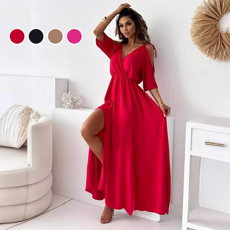 【💖Újdonságok 2025】👗Elegáns, szexi ruha nőknek hegyes nyakkivágással