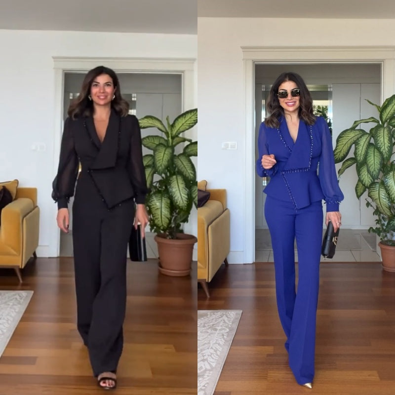 Set de pantaloni și pantaloni largi din plasă pentru femei