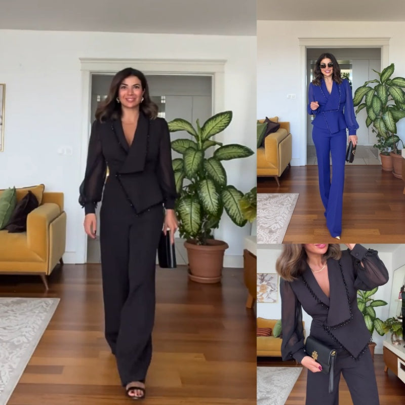 Set de pantaloni și pantaloni largi din plasă pentru femei