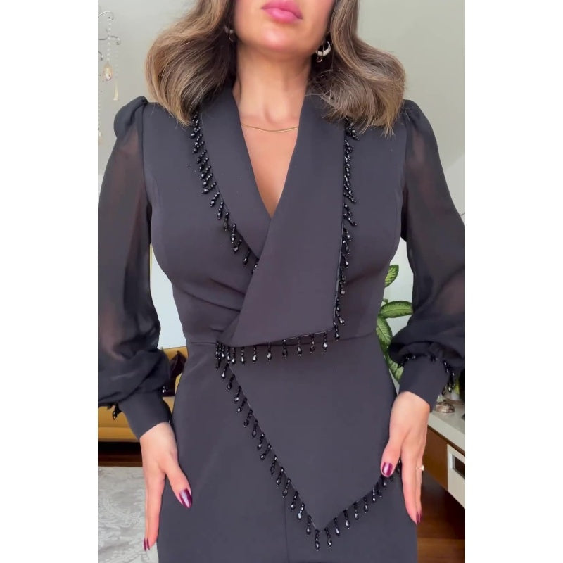 Set de pantaloni și pantaloni largi din plasă pentru femei