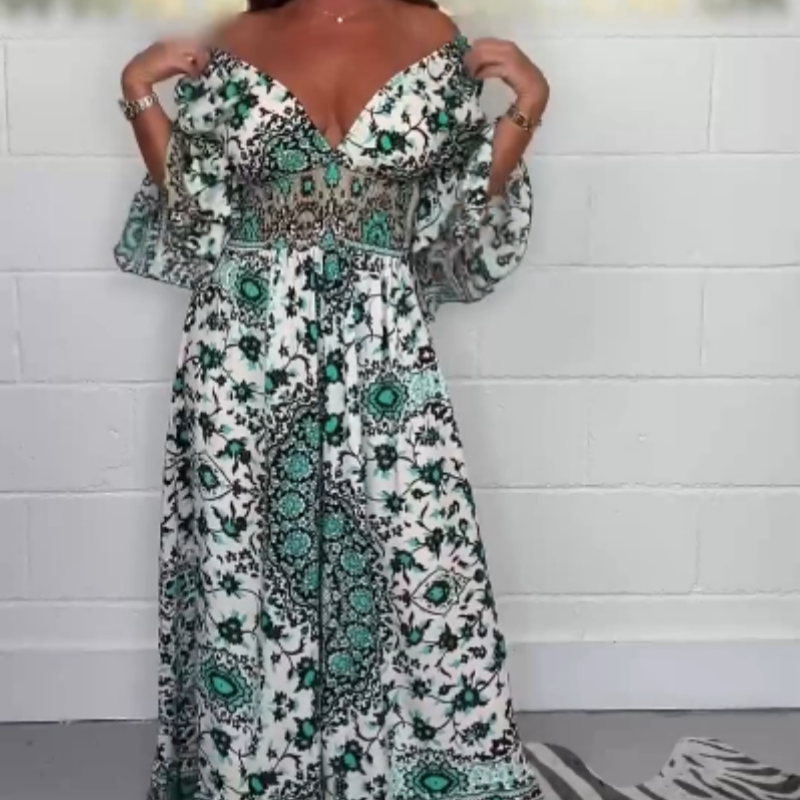 S-5XL🥰Дамски гащеризон с V-образно деколте и щампа