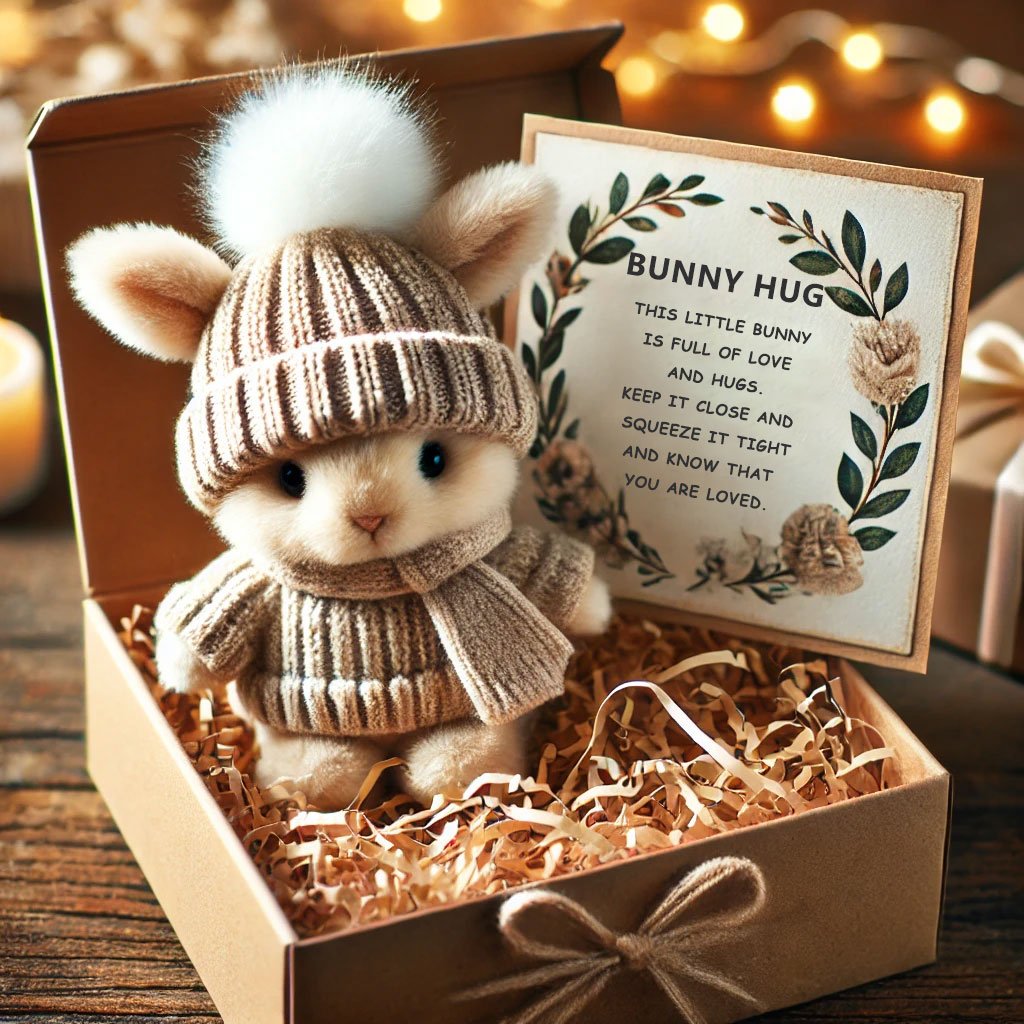 🐇Mini nyuszi aranyos húsvéti ajándékot ölel🎁