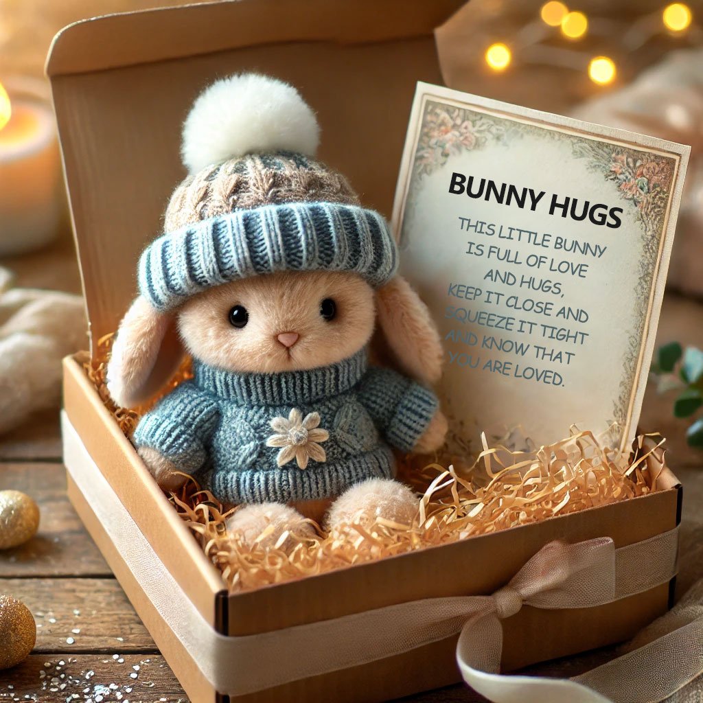 🐇Mini nyuszi aranyos húsvéti ajándékot ölel🎁