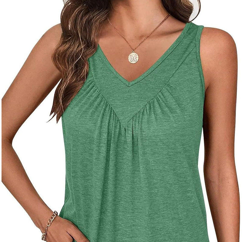 👚Női ujjatlan V-nyakú póló