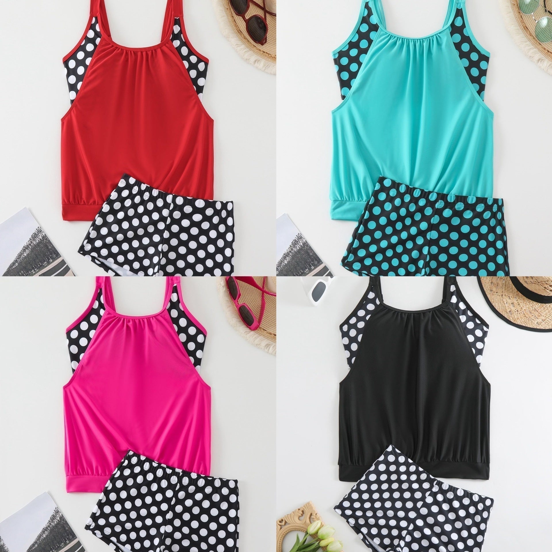 👙Дамски бански костюм от две части на точки✨