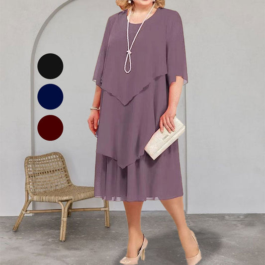 💖Plus Size Réteges Midi Ruha