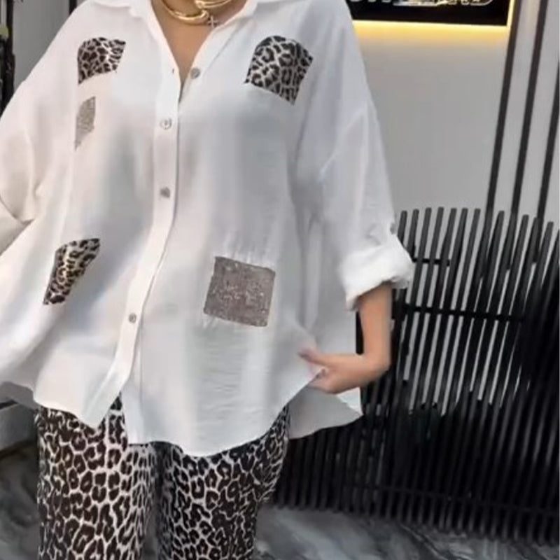 👗 Leopárdmintás szett | 2 részes lezser | Rugalmas pamut
