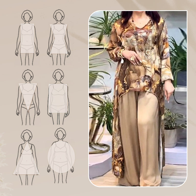 ❤️Дамски комплект от две части с модерен топ и панталон с щампа