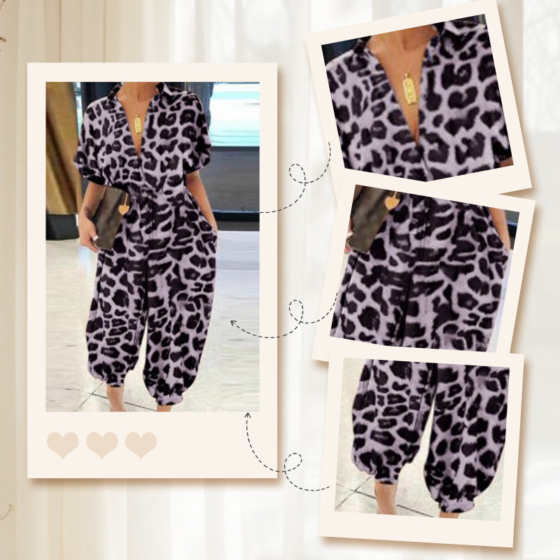 💜✨Női gomb alkalmi laza laza rövid ujjú jumpsuit