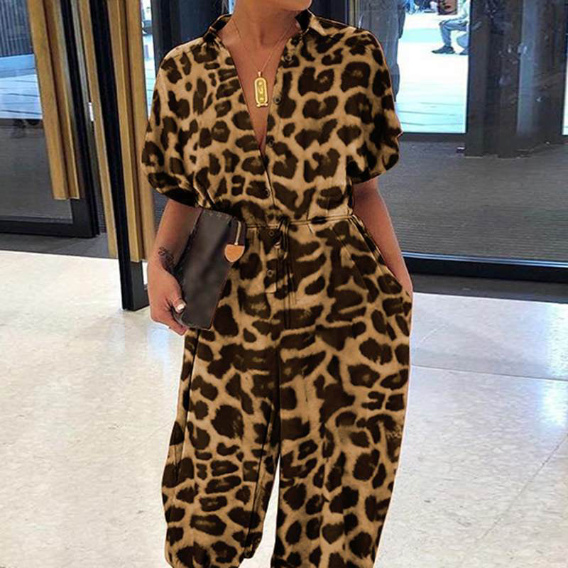 💜✨Női gomb alkalmi laza laza rövid ujjú jumpsuit
