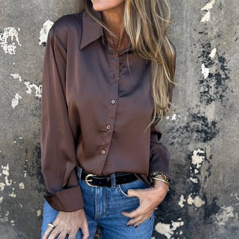 🎊 Летни новини🎊 Елегантна сатенена риза с дълъг ръкав