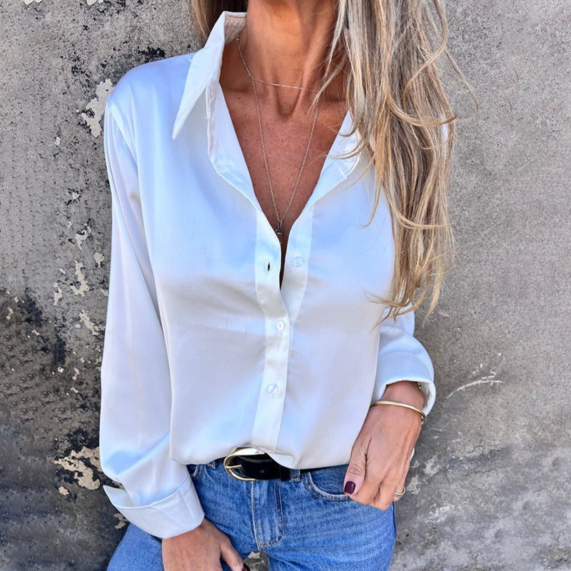 🎊 Летни новини🎊 Елегантна сатенена риза с дълъг ръкав