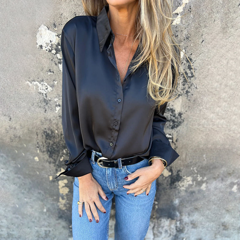 🎊 Летни новини🎊 Елегантна сатенена риза с дълъг ръкав