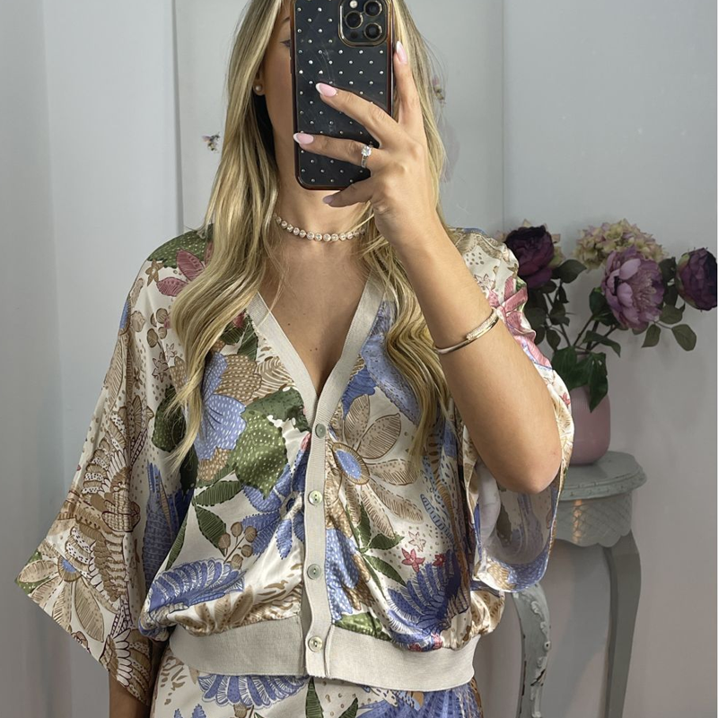 🏆🌸Комплект от две части за жени: топ с V-образно деколте и дълга пола