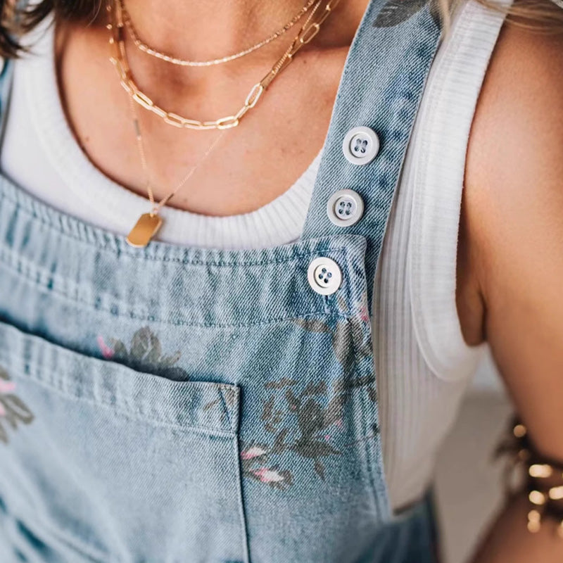 🌸 Винтидж флорален дънков гащеризон🌸