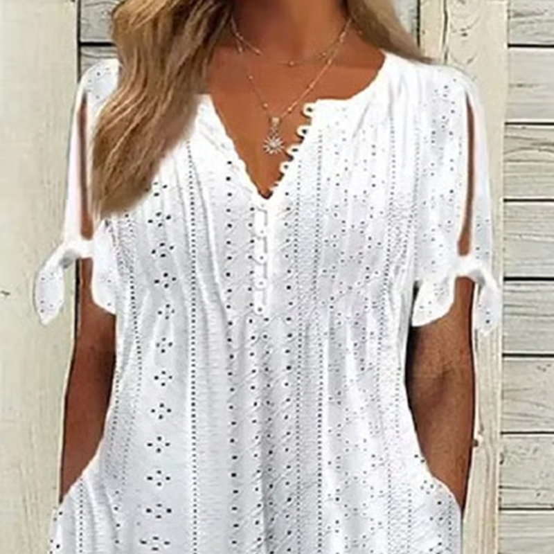 Елегантна дамска рокля с V-образно деколте